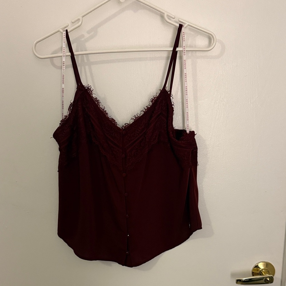 Guess Deep Red Lace Cami Top
